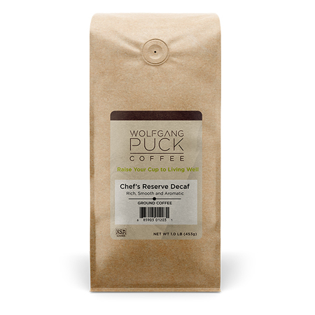 WOLFGANG PUCK COFFEE Ground Coffee, Chef’s Reserve ® Decaf, 1 Lb Bags, PK12 PK 013662